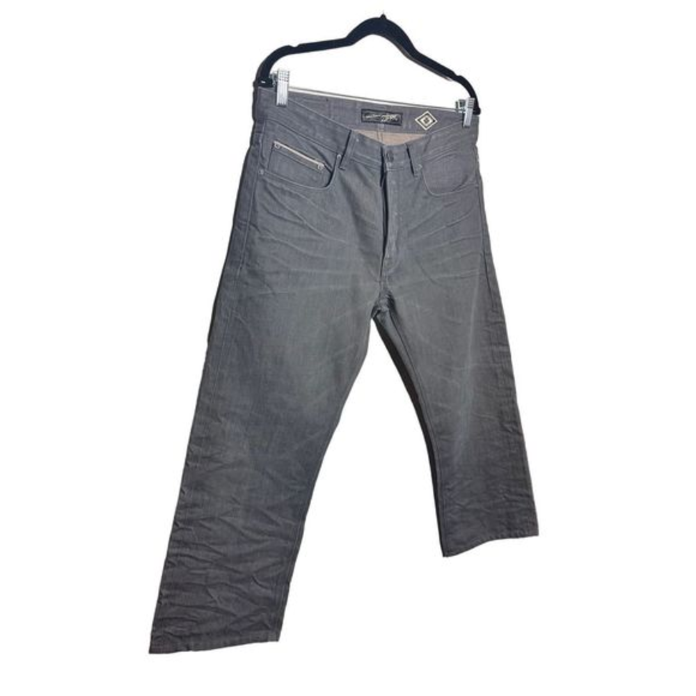 Zippo Slim‎ Straight Raw Selvedge Button Fly Jeans Gray Sz 32 Men's
